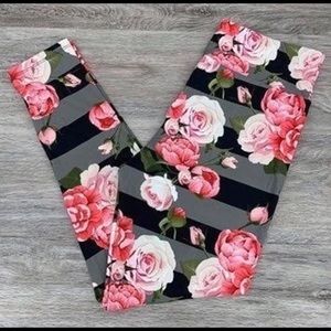 Stripe floral full length leggings
